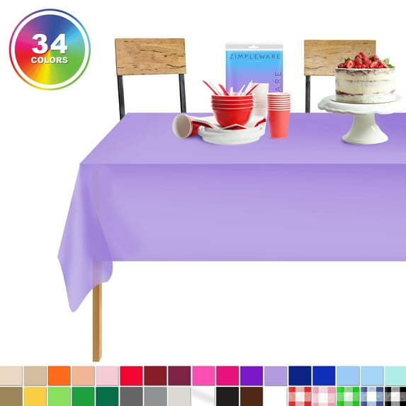 Lavender 6 Pack Standard Disposable Plastic Party Tablecloth 54 Inch. x 108 Inch. Rectangle Table Cover By Zimpleware