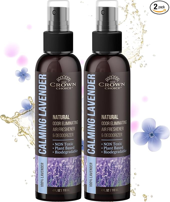 Lavender Air Freshener Spray Non-Toxic & Natural Essential Oil SprayOdor Eliminator and Deodorizer for Home/Toilet/Room/Lounge/Fabric - Linen Spray for Bedding 2 PK 4 Oz each