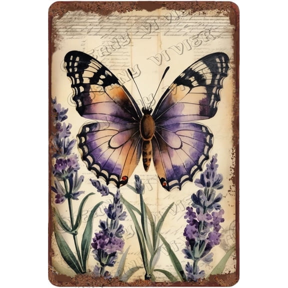 Lavender Aluminum Sign Lavender Decor Flower Art Rustic Farmhouse Decor French Country Flower Wall Decor for Bedroom Living Room Kitchen Bathroom Decor 12x8 inches