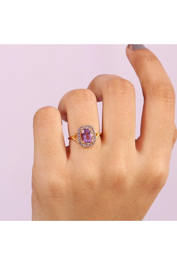 Lavender Amethyst Ring: Gold Vermeil 925 Sterling Silver, February Birthstone