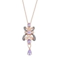 thumbnail image 1 of Lavender And Clear Cubic Zirconia Two Tone Spider Design Necklace Rose Gold-Tone Sterling Silver 14"+1", 1 of 1