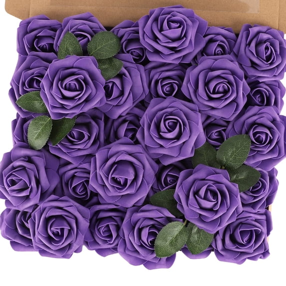 Lavender Artificial Flower Roses 30PCS Real Touch Fake Flowers with ...