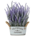 thumbnail image 1 of Lavender Artificial Flowers Potted Fake Lavender Plant in Rustic Metal Pot Faux Plants Purple Home Decor, 1 of 7