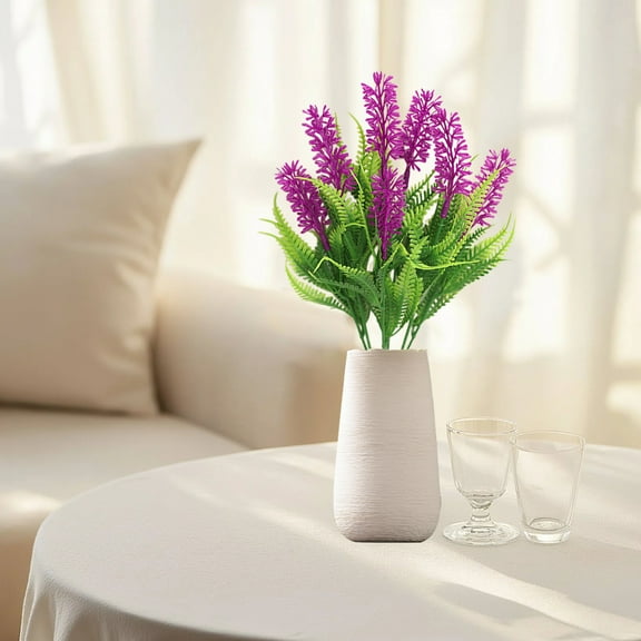 Lavender Artificial Flowers , Resistant Fake Silk Flowers Faux Plants for Wedding, Kitchen Garden Patio Home Office Decor Greenery Shrubs Indoor Outsider Home Decor