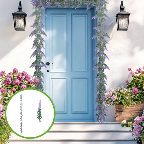 Lavender Artificial Vine Garland, Decorative Greenery for Door Wreaths, Spring Summer Outdoor Patio Decor, Indoor Home Garden Party Decoration