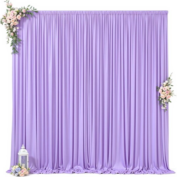 Lavender Backdrop Curtains 12 ft X 10 ft Wrinkle Free Polyester Fabric Photo Backdrop, 2 Panels 12ft X 5ft Lavender Drapes for Birthday Party, Wedding, Photography Background Decorations