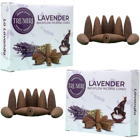 Lavender Backflow Incense Cones - Total 20 Incense Cones Waterfall - Dual Pack of 10 Incense Backflow Cones - Waterfall Incense Cones - Incense Waterfall Cones