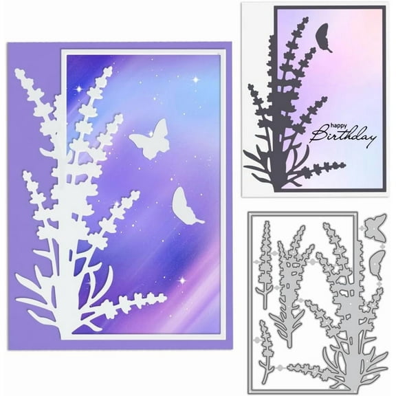 Lavender Background Frame Cutting Dies for Card Making 5.2x4inch 3D Flower Background Frame Metal Die Cuts Cutting Dies Template DIY Scrapbooking Embossing Paper Album Craft Decor