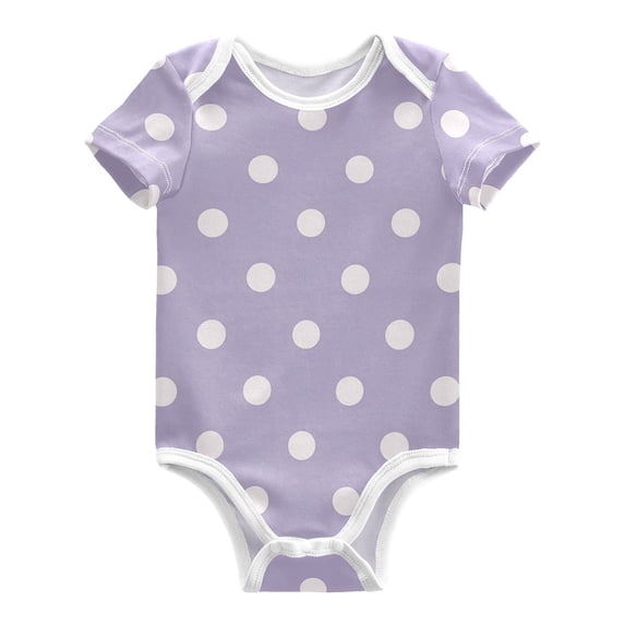 Lavender Background with White Dots Pure Cotton Bodysuit Short Sleeve Pajamas One-Piece Romper Unisex 12M
