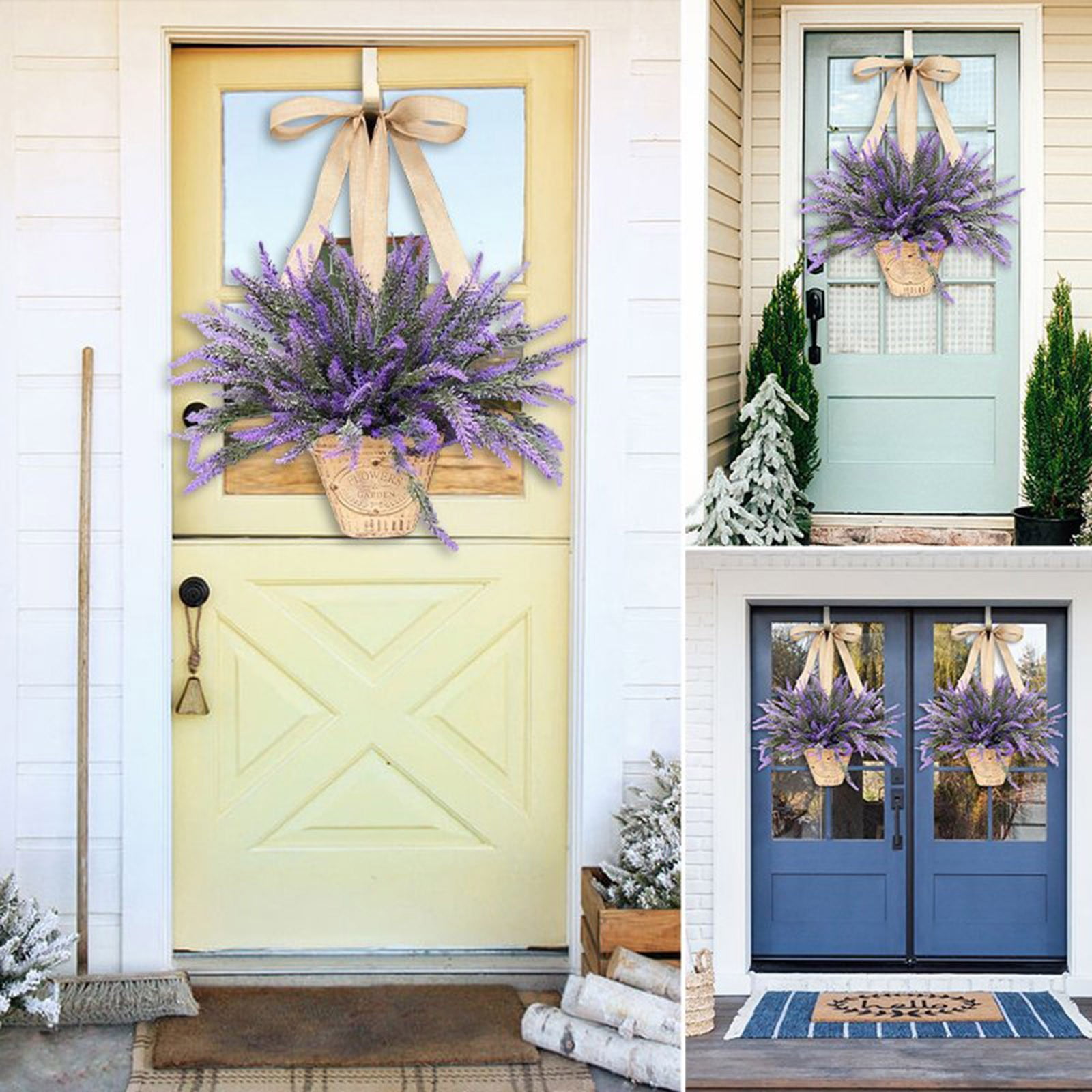 Lavender Basket Wreath Home Decoration Door Front Decoration Garland