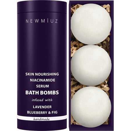Lavender Bath Bombs Skin Nourishing Moisturize Niacinamide Serum Lavender Blueberry Fig Luxury Fizzing Spa Bubble Bath Gift Set for Sensitive Skin Stress Relief Relaxation Gift Birthday Christmas
