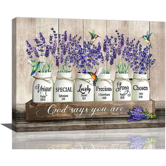 Lavender Bathroom Decor Wall Art Farmhouse Bathroom Decor Canvas Painting Prints Rustic Purple Lavender Bathroom Pictures for Wall God Says You Are Modern Artwork Decor for Bedroom Office 16x12