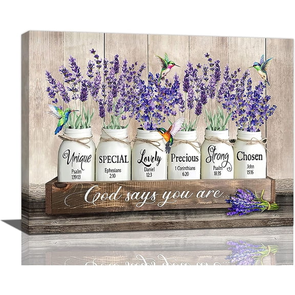 Lavender Bathroom Decor Wall Art Farmhouse Bathroom Decor Canvas Painting Prints Rustic Purple Lavender Bathroom Pictures for Wall God Says You Are Modern Artwork Decor for Bedroom Kitchen Office