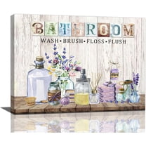 Lavender Bathroom Wall Art Purple Lavender Pictures Wall Decor Bathroom Sign Canvas Print Lavender Painting Framed Modern Home Artwork Decorations For Bathroom 16"x12"