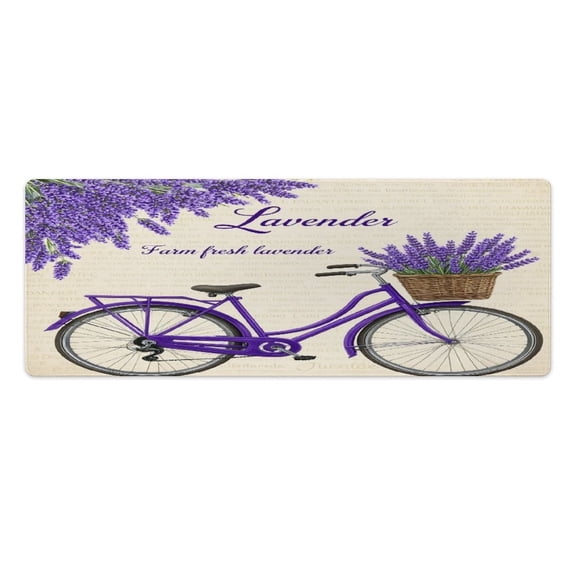 Lavender Bike Basket 2 PCS Anti Fatigue Rugs Pvc Non Skid Waterproof Floor Mat Cushioned Comfort Standing Kitchen Mats for Floor
