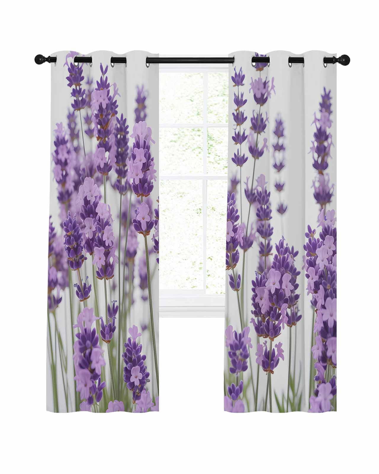 Lavender Blackout Curtains for Bedroom Living Room, Purple Floral ...