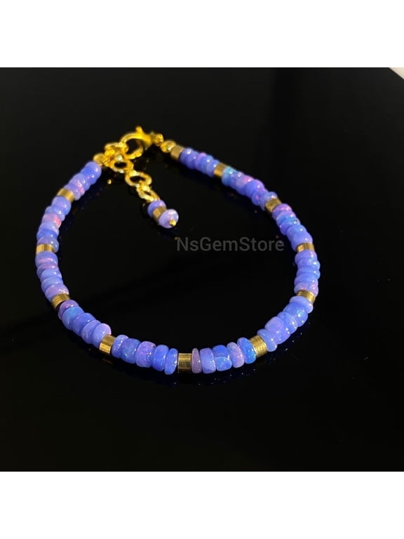 Gemstone Beaded Bracelet with Beads, Purple