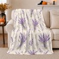 thumbnail image 1 of Lavender Bouquets With Lilac Bows, Cozy Flannel Blanket for Lavender Bouquet Enthusiasts, Romantic Botanical Watercolor Pattern Home Decor for Living Room and Bedroom, Mother's Day Gift, 1 of 7