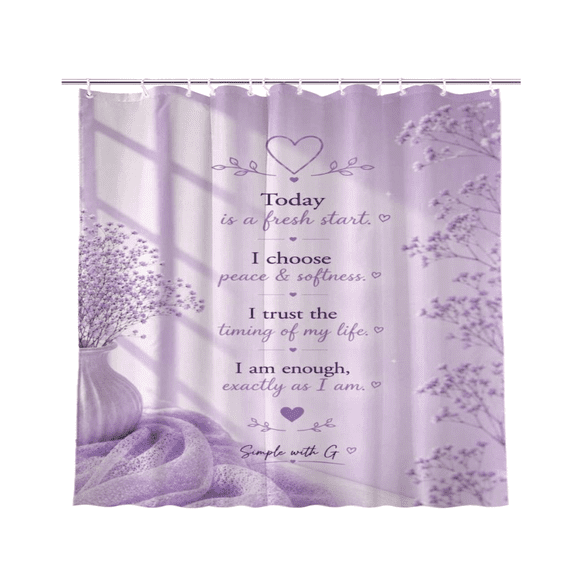 Lavender Breath Self Love Affirmation Waterproof Polyester Shower Curtain 72 x 72 Inch