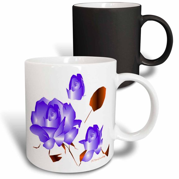 3drose, Lavender Brown Rose, 11oz Magic Transforming Mug