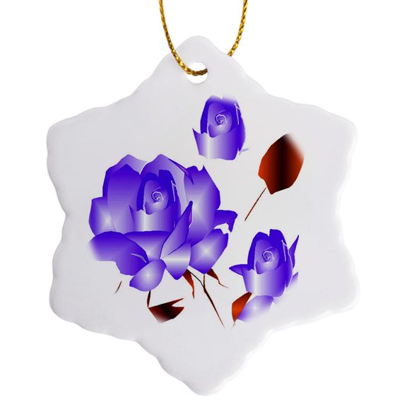 3drose, Lavender Brown Rose, 3 inch Snowflake Porcelain Ornament