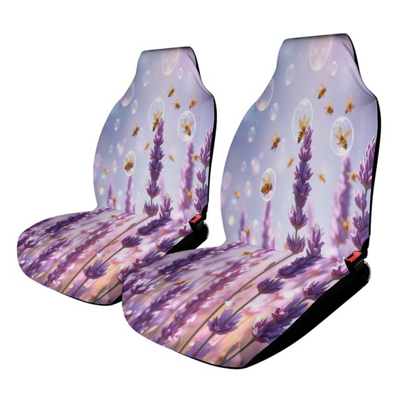 Lavender Bubbles Bees. Car Seat Covers Car Accessories 2PCS Set Soft Front Seat Protector Cover