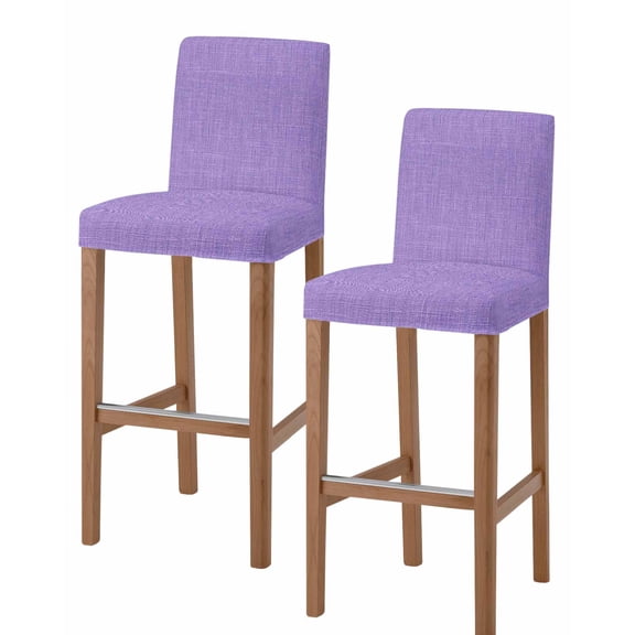 Lavender Burlap Texture Bar Stool Covers Set of 2, Farmhouse Vintage Lavender Stretch Washable Bar Chair Covers with Backs, Removable Pub Counter Height Chair Cover for Kitchen Dining Room Cafe