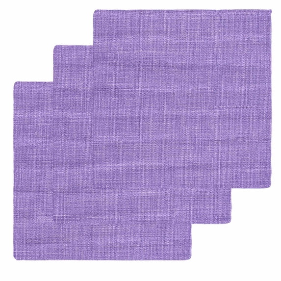 Lavender Burlap Texture Dish Towels Set, Waffle Weave Kitchen Towels 3 Pieces, Farmhouse Vintage Lavender Microfiber Hair Face Bath Tea Towel Absorbent Quick Drying Cleaning Dish Cloths, 12"x12"