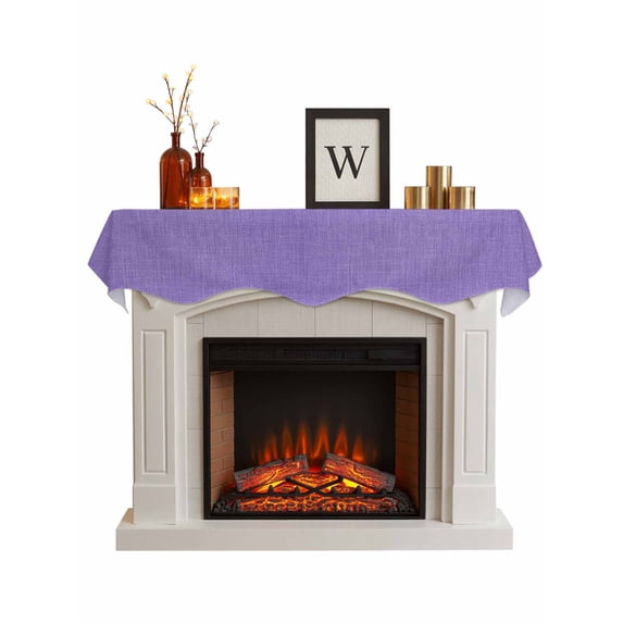 Lavender Burlap Texture Fireplace Mantel Scarf, Farmhouse Vintage Lavender Mantel Cover Table Runner, Fireplace Top Dresser Scarves for Party Holiday Living Room Home Decoration 70x17 Inch