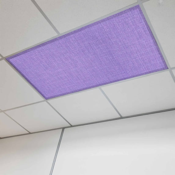 Lavender Burlap Texture Fluorescent Light Covers, Farmhouse Vintage Lavender Magnetic Light Covers for Ceiling Lights, Fluorescent Ceiling Shade Filters for Classroom Bedroom Office 4x2Ft x 1PCS