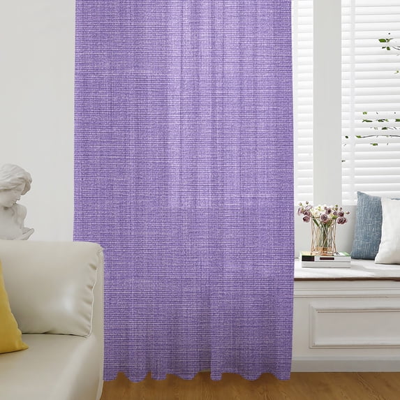 Lavender Burlap Texture Sheer Curtains 63 Inch Length, Light Filtering Voile Curtain Panel, Farmhouse Vintage Lavender Rod Pocket Drapes Window Treatments for Living Room Bedroom 52"x63"