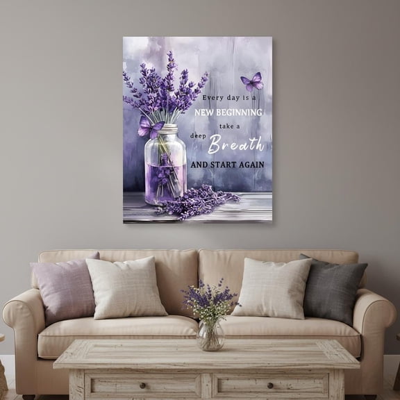 Lavender Butterfly Inspirational Quote Wall Art Daily Reminder Decor Poster, Poster Only