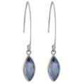 thumbnail image 1 of Lavender CZ Rhodium over Sterling Silver Marquise Bezel Set 1-1/2" Drop Earrings, 1 of 1