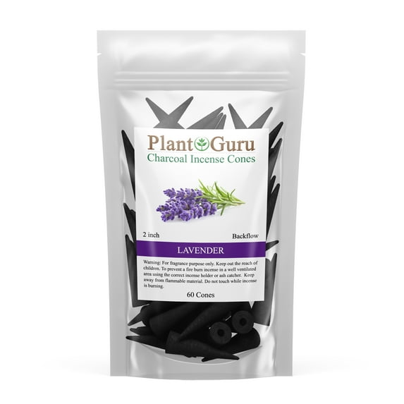 Lavender Charcoal Incense Cones 2" BACKFLOW - 60 Pack Bulk - Natural Scented Cones Handmade Hand Dipped