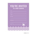 thumbnail image 1 of Koyal Wholesale Lavender Chevron Girl Baby Shower Paper Invitations, Blank Cards with Envelopes, 20-Pack, 1 of 3