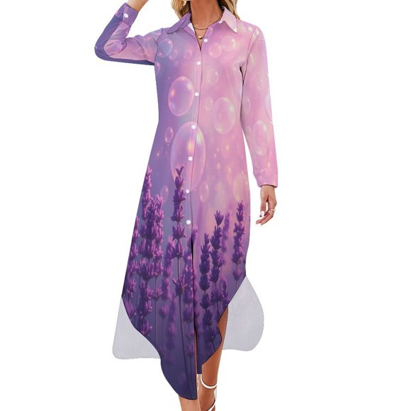 Lavender Chiffon Dress V Neck Dresses Women Casual Dress