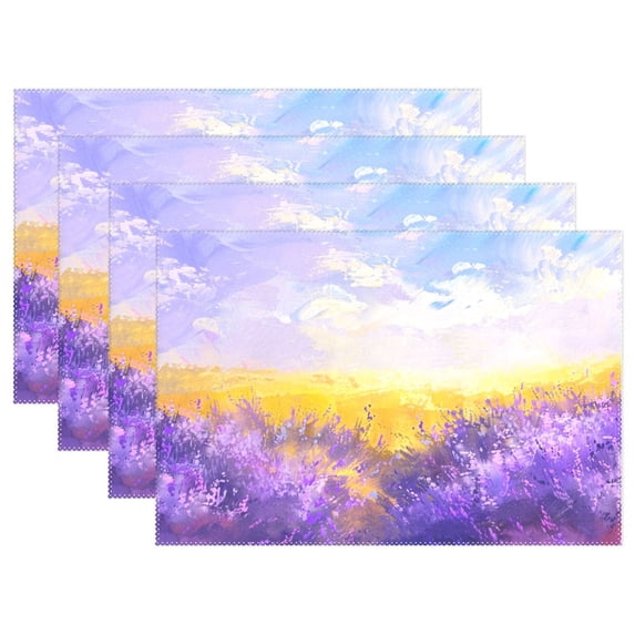Lavender Clouds Wheat 12×18 inch Placemats Heat Resistant Washable Foldable Rectangular Placemats Set Decoration Indoor Outdoor for Kitchen Dining Table 6PCs