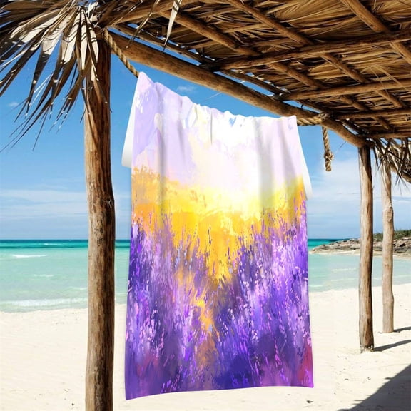 Lavender Clouds Wheat Beach Towel Oversized Sandproof Absorbent Quick Dry Towels Adult for Travel Vacation Essentials