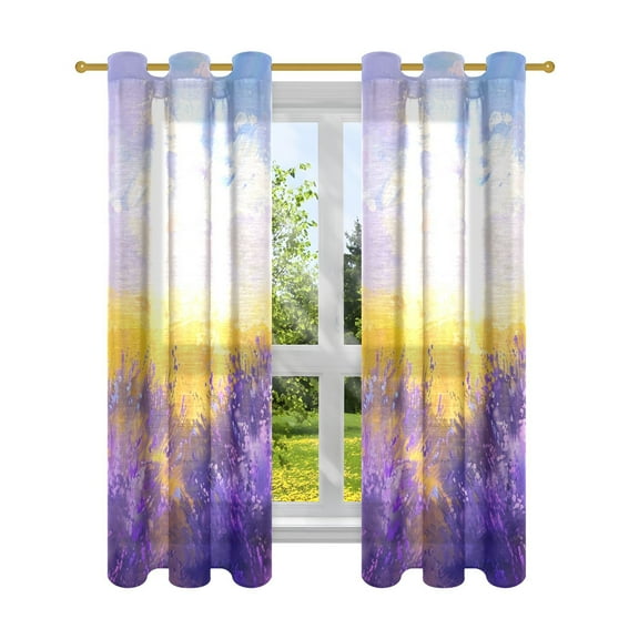 Lavender Clouds Wheat Blackout Curtains Patio Door Curtains Window Decoration for Bedroom Living Room 2 Panels