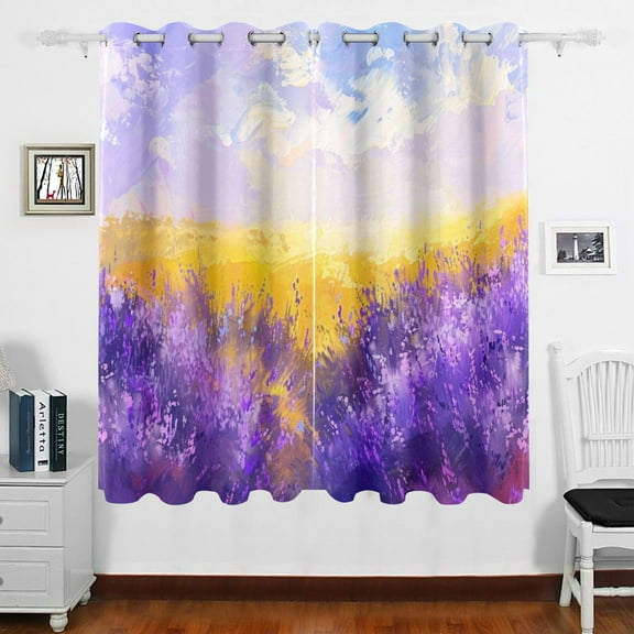 Lavender Clouds Wheat Curtains Black Out 63 Inch Length Curtains for Sliding Glass Doors Bedroom Living Room 2 Panels Set