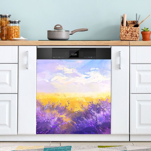 Lavender Clouds Wheat Dishwasher Magnetic Covers Magnet Sticker Kitchen Decor Dishwasher Refrigerator Front Door Covers Decorative Magnetic 23" x 26"