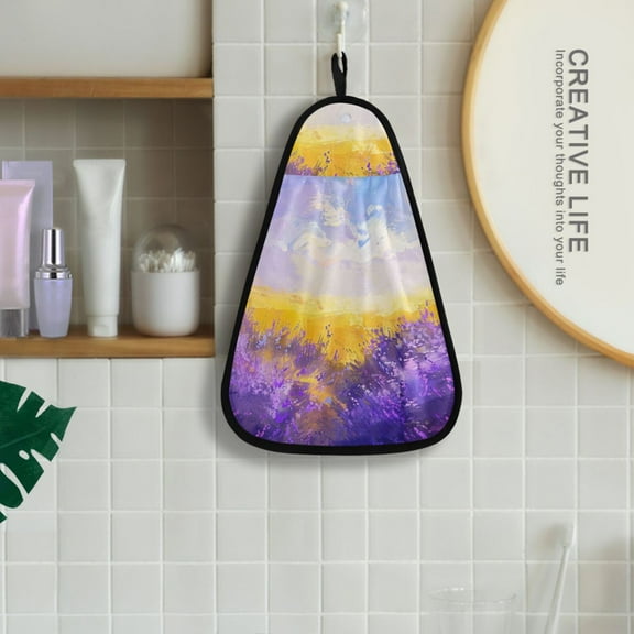 Lavender Clouds Wheat Hanging Towel Kitchen Hand Towel Bathroom Absorbent Towel Machine Washable Quick Dry Dishcloths