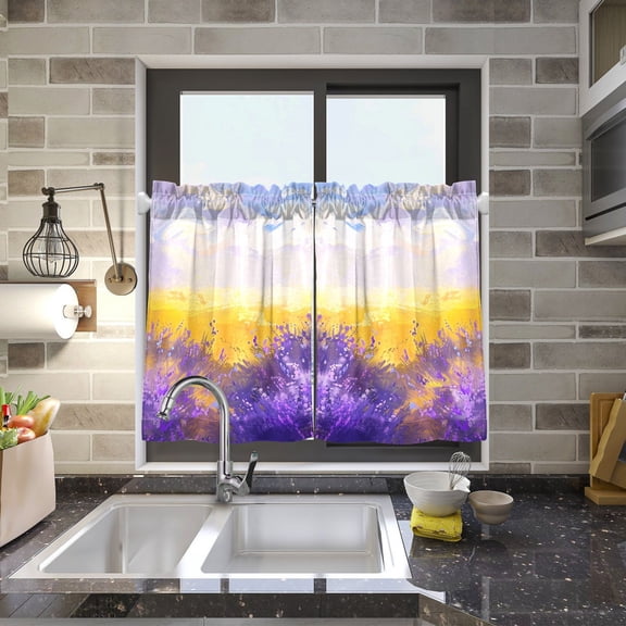 Lavender Clouds Wheat Kitchen Curtains Half Tier Curtain 2 Rod Pockets Bathroom Bedroom Cupborad Living Room 27"x24"