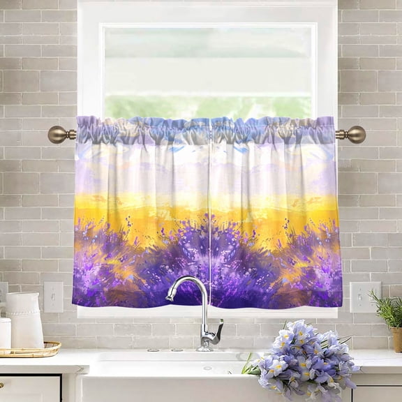 Lavender Clouds Wheat Kitchen Curtains Half Tier Curtain 2 Rod Pockets Bathroom Bedroom Cupborad Living Room 27"x36"