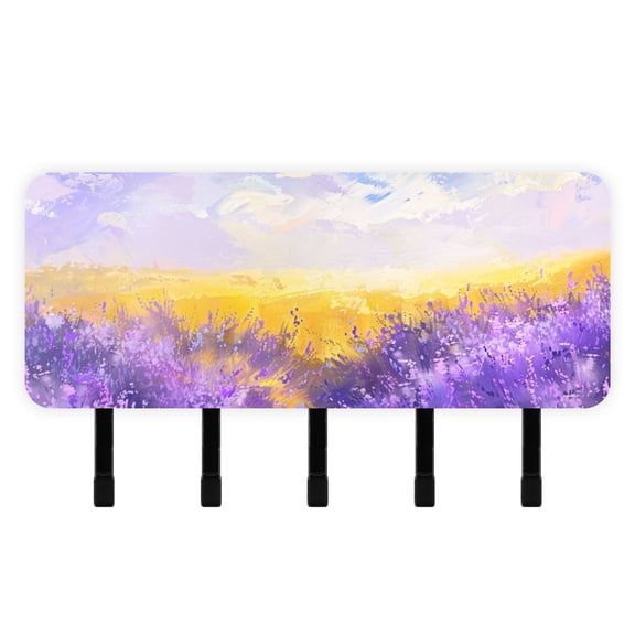 Lavender Clouds Wheat Mail Holder Organizer Wall Mount with Shelf Key Holder Key Rack with 5 Key Hooks for Wall Decorative