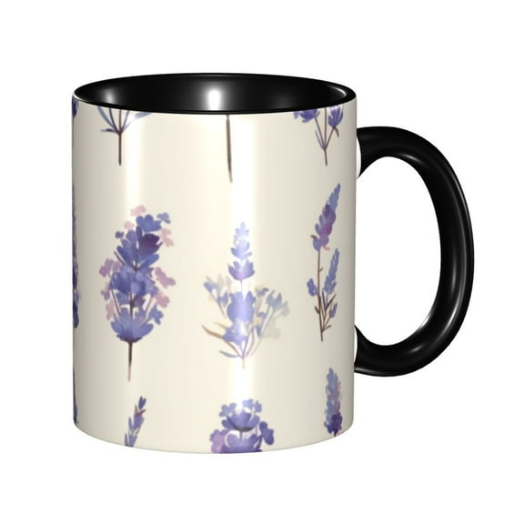 Lavender Coffee Mug Fun Custom Ceramic Mugs 11oz Black