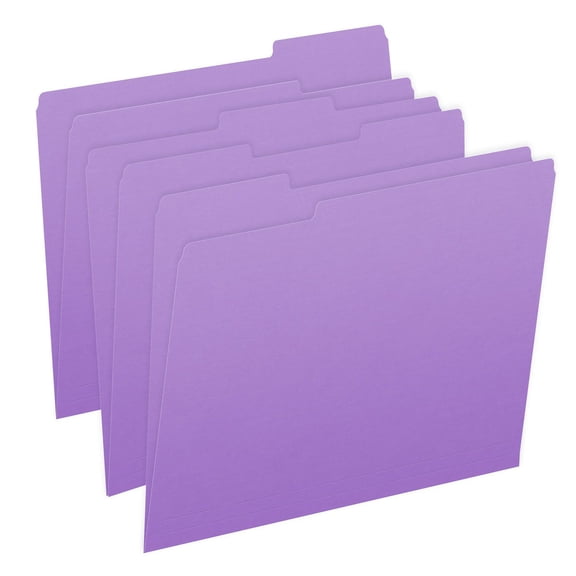 Lavender Color File Folders, 1/3 Cut Top Tab, Letter Size, Perfect for Organizing Documents in File Drawers, Box of 100
