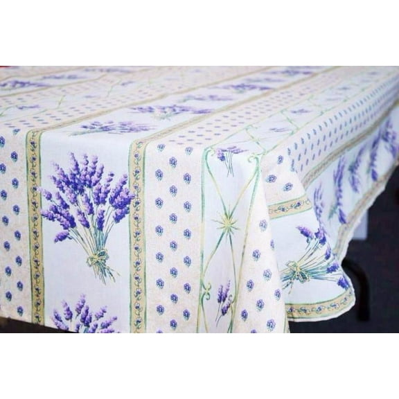Lavender Creme Coated Cotton Tablecloth 52 x 72