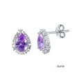 thumbnail image 1 of Lavender Cubic Zirconia June Birthstone Teardrop Earrings Rhodium Plated Sterling Silver, 1 of 2
