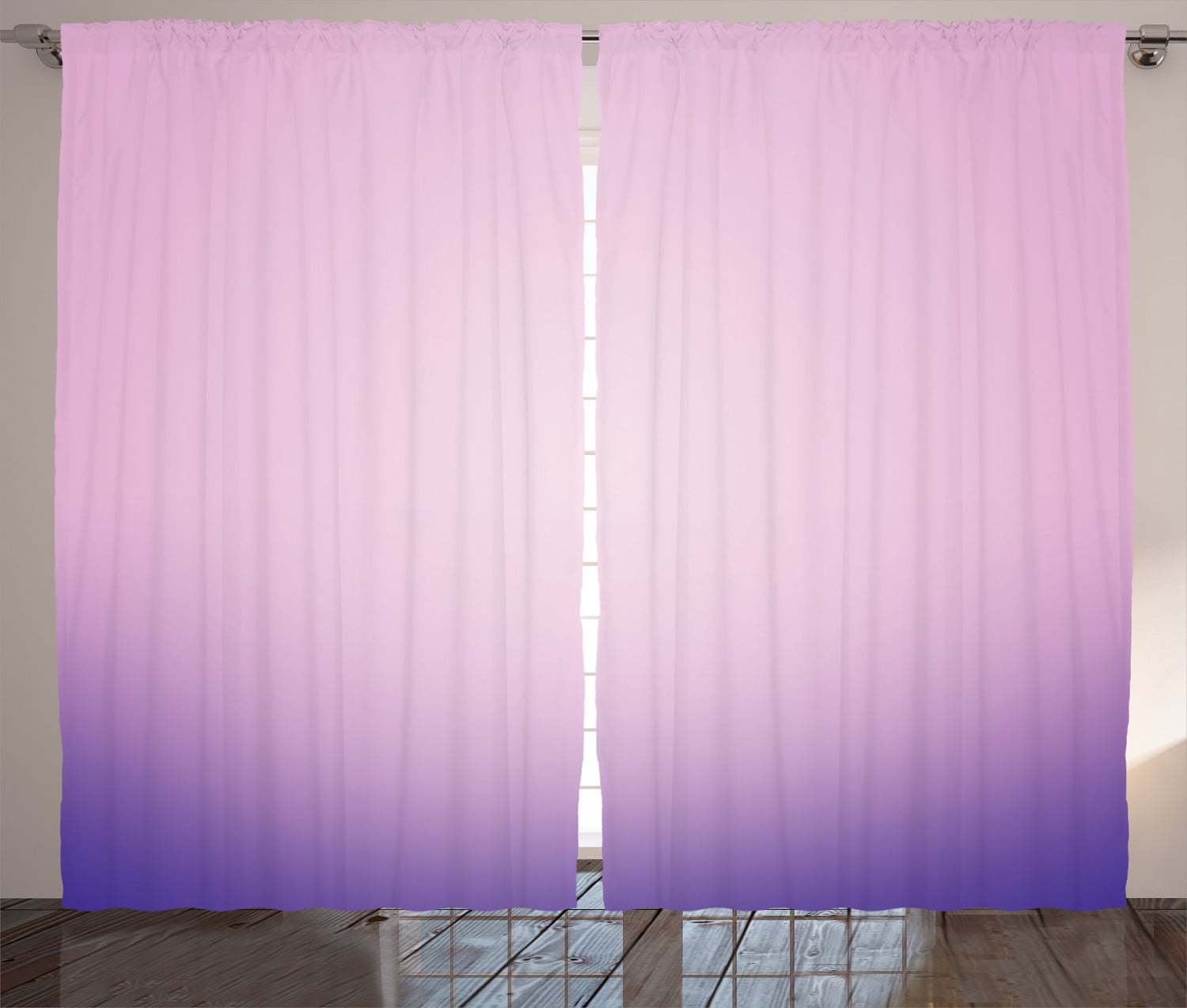 Ambesonne Lavender Curtains 2 Panel Set, Pink and Purple Ombre, 108" x 84", Pale Pink Lilac
